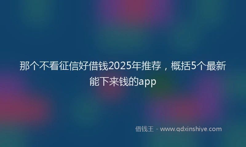 那个不看征信好借钱2025年推荐，概括5个最新能下来钱的app