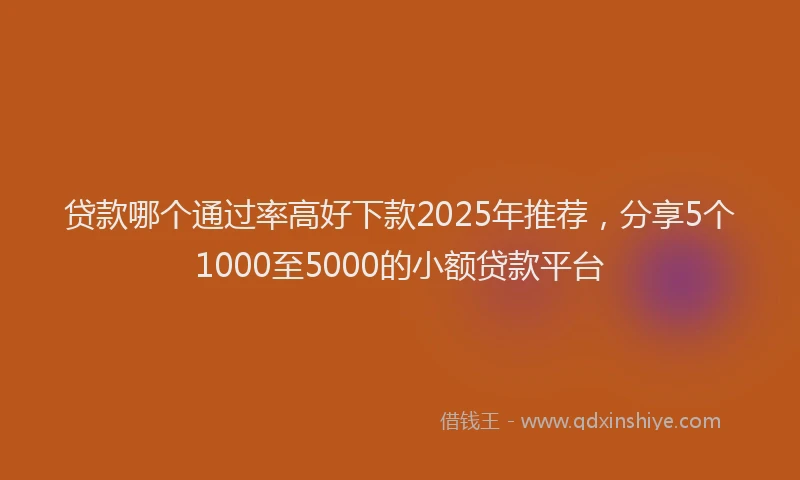 贷款哪个通过率高好下款2025年推荐，分享5个1000至5000的小额贷款平台