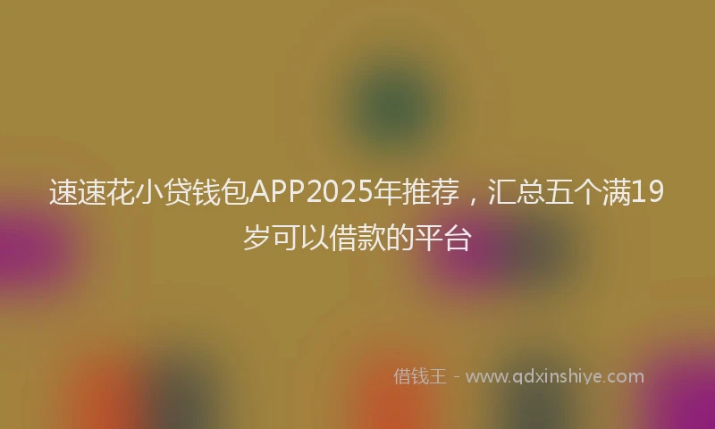 速速花小贷钱包APP2025年推荐，汇总五个满19岁可以借款的平台