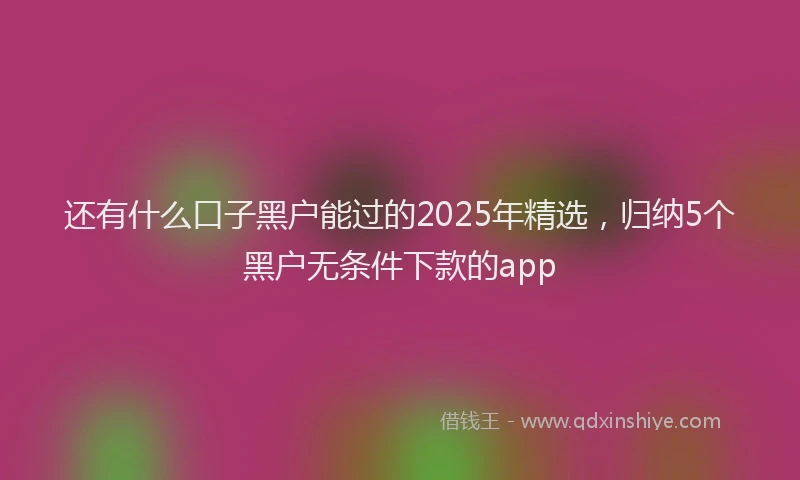 还有什么口子黑户能过的2025年精选，归纳5个黑户无条件下款的app