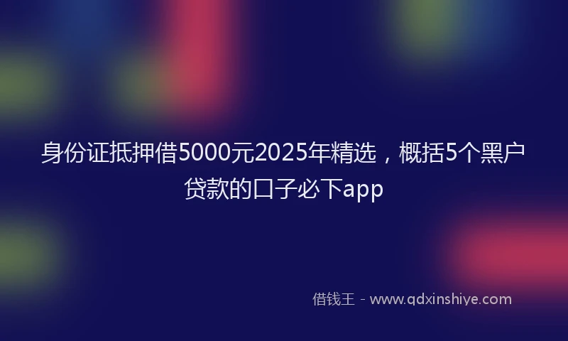 身份证抵押借5000元2025年精选，概括5个黑户贷款的口子必下app