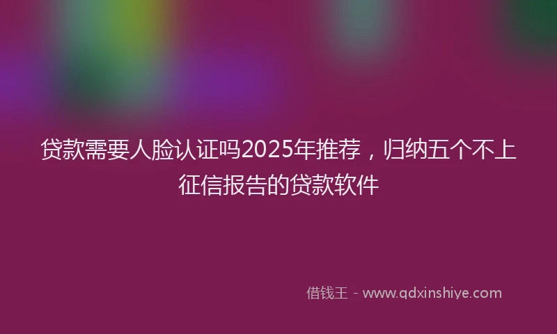 贷款需要人脸认证吗2025年推荐，归纳五个不上征信报告的贷款软件
