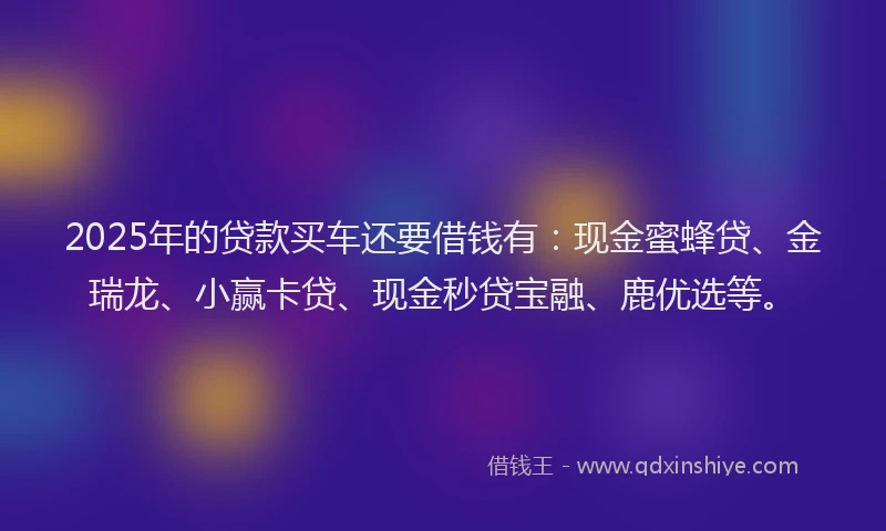 2025年的贷款买车还要借钱有：现金蜜蜂贷、金瑞龙、小赢卡贷、现金秒贷宝融、鹿优选等。