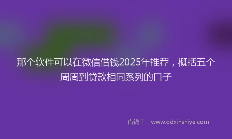 那个软件可以在微信借钱2025年推荐，概括五个周周到贷款相同系列的口子