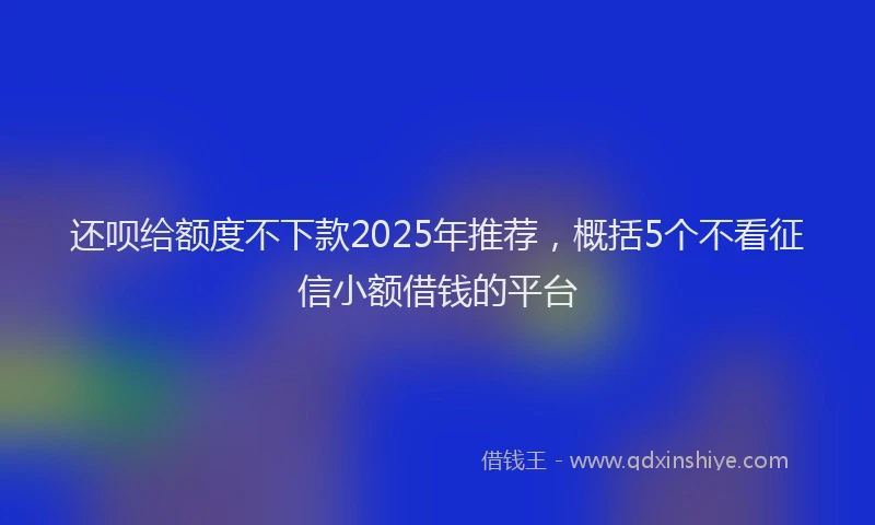 还呗给额度不下款2025年推荐，概括5个不看征信小额借钱的平台