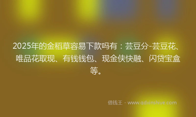2025年的金稻草容易下款吗有：芸豆分-芸豆花、唯品花取现、有钱钱包、现金侠快融、闪贷宝盒等。