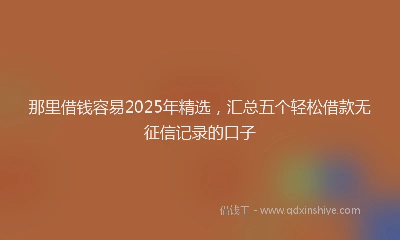 那里借钱容易2025年精选，汇总五个轻松借款无征信记录的口子