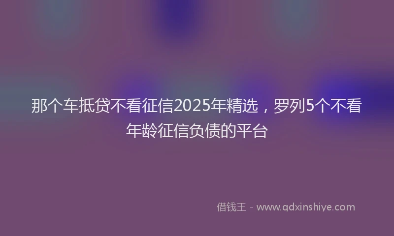 那个车抵贷不看征信2025年精选，罗列5个不看年龄征信负债的平台