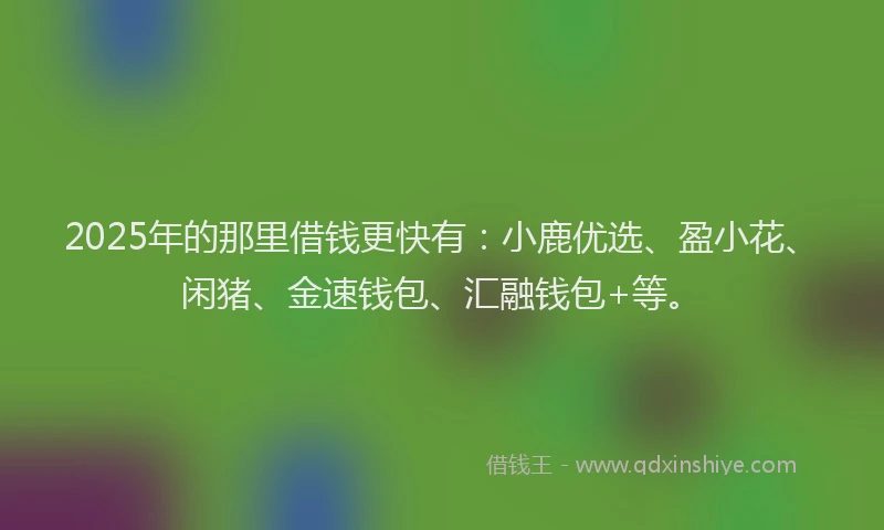 2025年的那里借钱更快有：小鹿优选、盈小花、闲猪、金速钱包、汇融钱包+等。