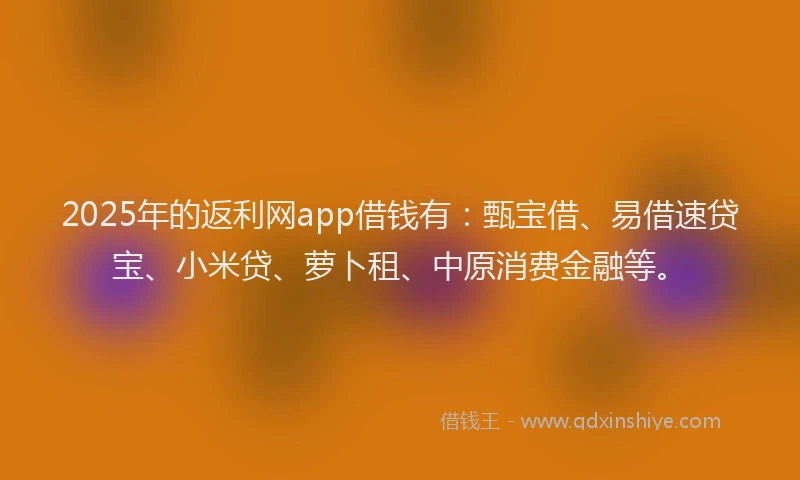 2025年的返利网app借钱有：甄宝借、易借速贷宝、小米贷、萝卜租、中原消费金融等。