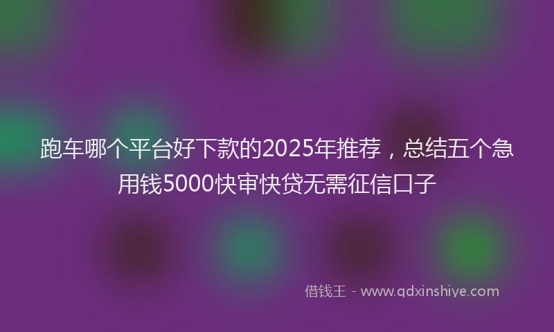 跑车哪个平台好下款的2025年推荐，总结五个急用钱5000快审快贷无需征信口子