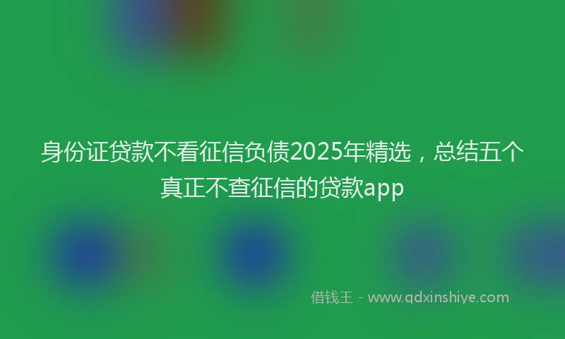 身份证贷款不看征信负债2025年精选，总结五个真正不查征信的贷款app