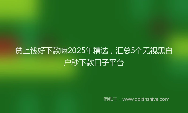 贷上钱好下款嘛2025年精选，汇总5个无视黑白户秒下款口子平台