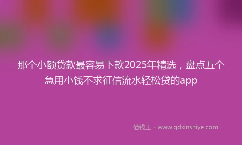 那个小额贷款最容易下款2025年精选，盘点五个急用小钱不求征信流水轻松贷的app