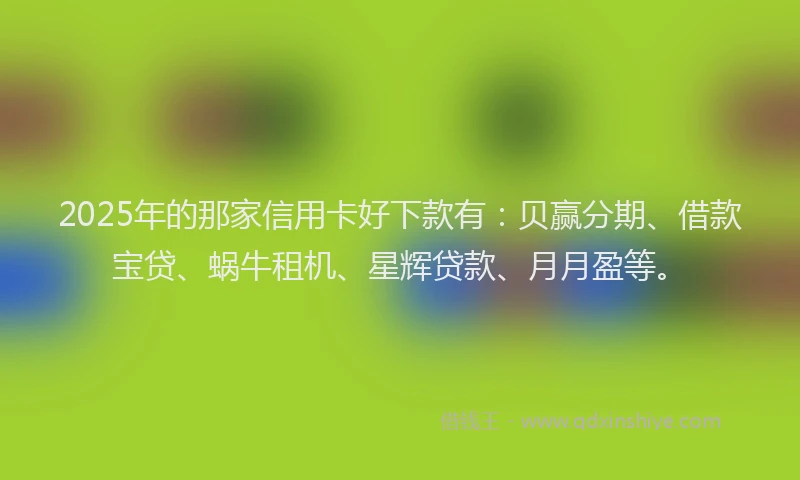 2025年的那家信用卡好下款有：贝赢分期、借款宝贷、蜗牛租机、星辉贷款、月月盈等。