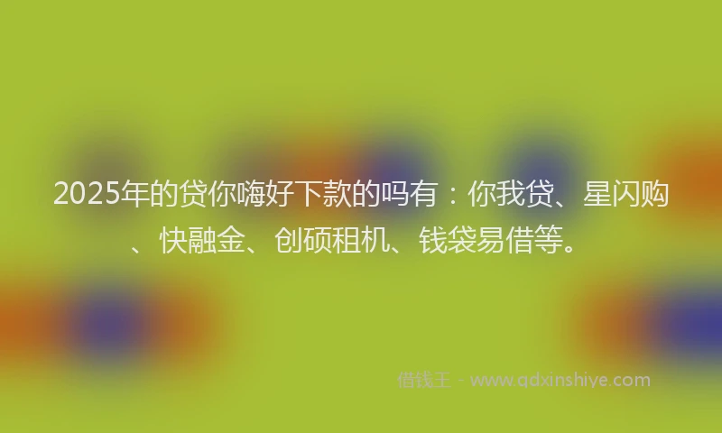 2025年的贷你嗨好下款的吗有：你我贷、星闪购、快融金、创硕租机、钱袋易借等。