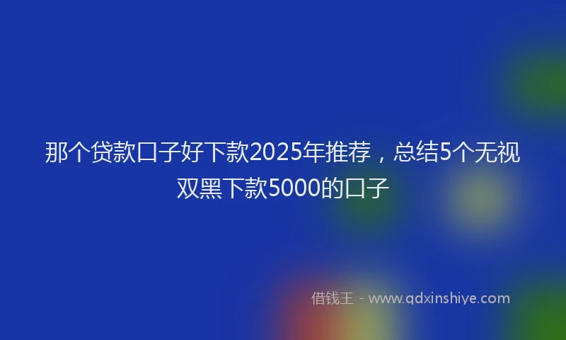 那个贷款口子好下款2025年推荐，总结5个无视双黑下款5000的口子