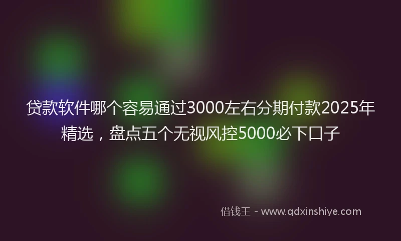 贷款软件哪个容易通过3000左右分期付款2025年精选，盘点五个无视风控5000必下口子