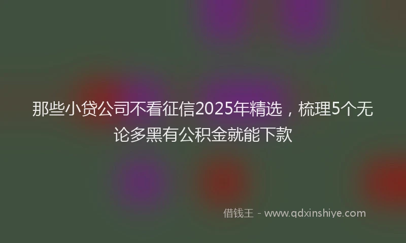 那些小贷公司不看征信2025年精选，梳理5个无论多黑有公积金就能下款