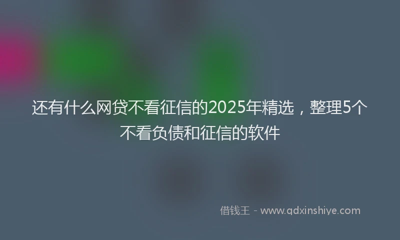 还有什么网贷不看征信的2025年精选，整理5个不看负债和征信的软件