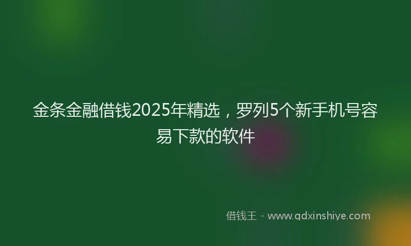 金条金融借钱2025年精选，罗列5个新手机号容易下款的软件