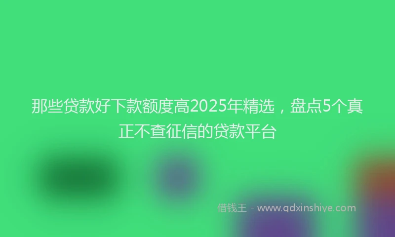 那些贷款好下款额度高2025年精选，盘点5个真正不查征信的贷款平台