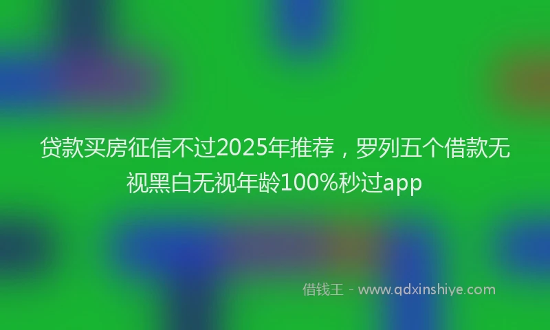贷款买房征信不过2025年推荐，罗列五个借款无视黑白无视年龄100%秒过app