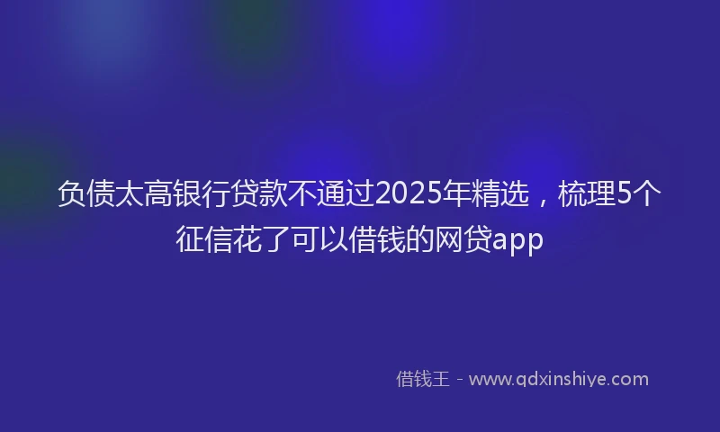 负债太高银行贷款不通过2025年精选，梳理5个征信花了可以借钱的网贷app