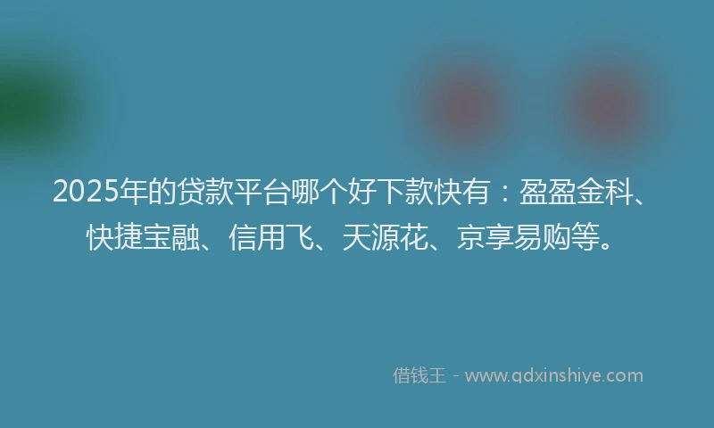 2025年的贷款平台哪个好下款快有：盈盈金科、快捷宝融、信用飞、天源花、京享易购等。