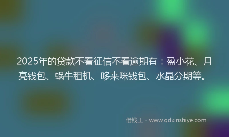 2025年的贷款不看征信不看逾期有：盈小花、月亮钱包、蜗牛租机、哆来咪钱包、水晶分期等。