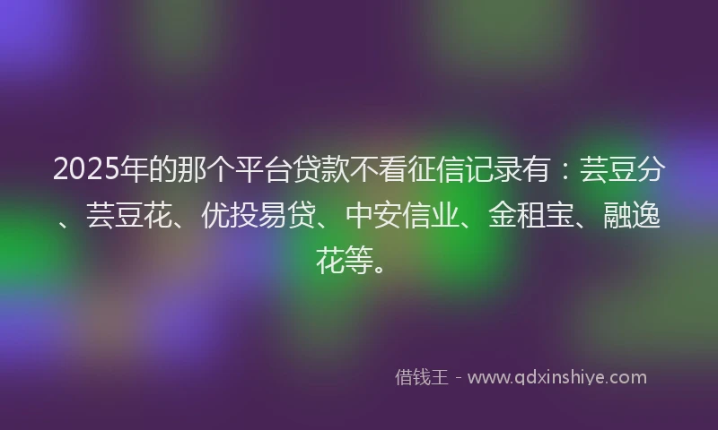 2025年的那个平台贷款不看征信记录有：芸豆分、芸豆花、优投易贷、中安信业、金租宝、融逸花等。