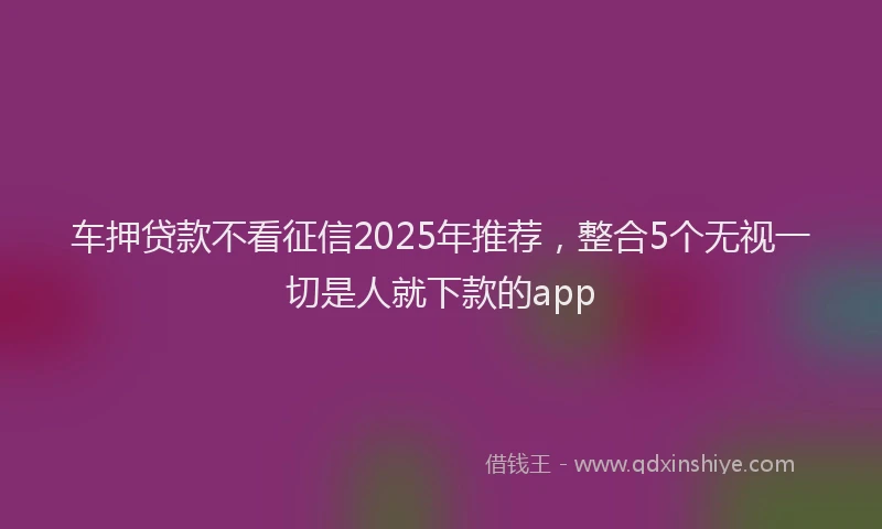 车押贷款不看征信2025年推荐，整合5个无视一切是人就下款的app