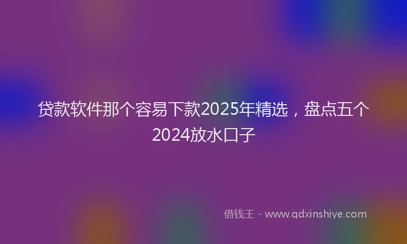 贷款软件那个容易下款2025年精选，盘点五个2024放水口子