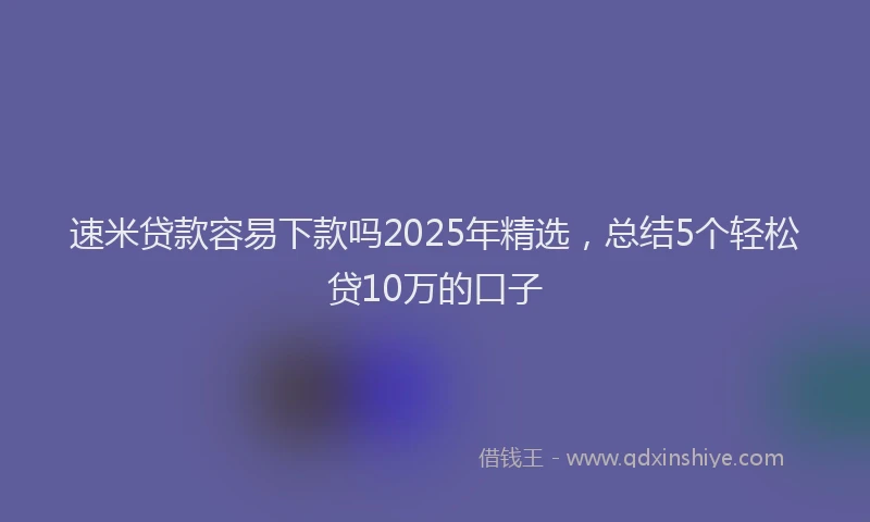 速米贷款容易下款吗2025年精选，总结5个轻松贷10万的口子