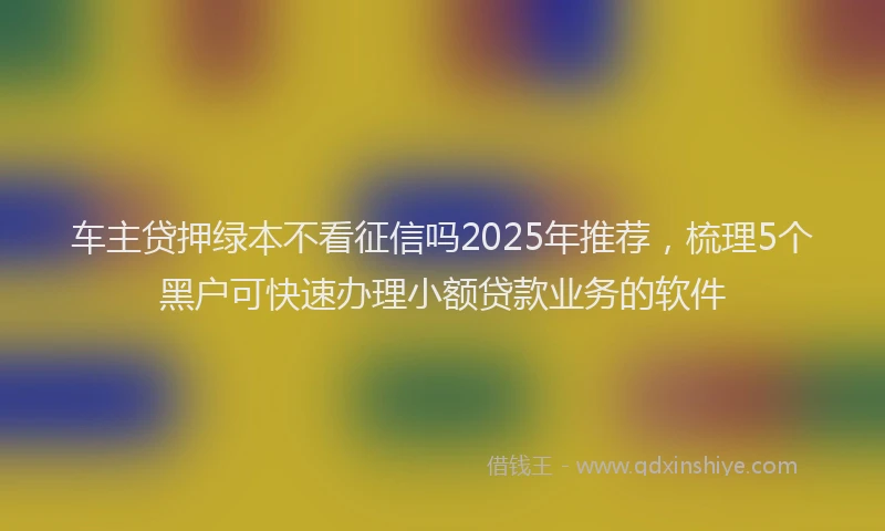 车主贷押绿本不看征信吗2025年推荐，梳理5个黑户可快速办理小额贷款业务的软件