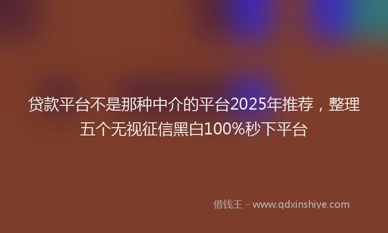 贷款平台不是那种中介的平台2025年推荐，整理五个无视征信黑白100%秒下平台