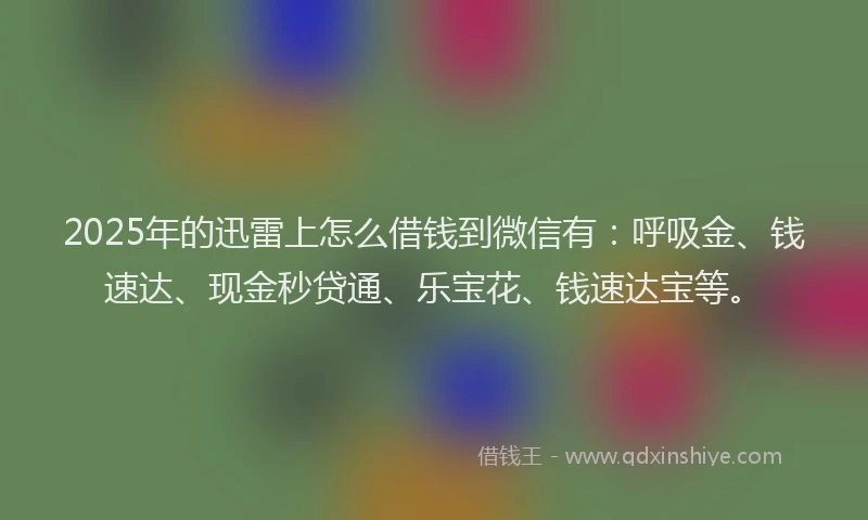 2025年的迅雷上怎么借钱到微信有：呼吸金、钱速达、现金秒贷通、乐宝花、钱速达宝等。