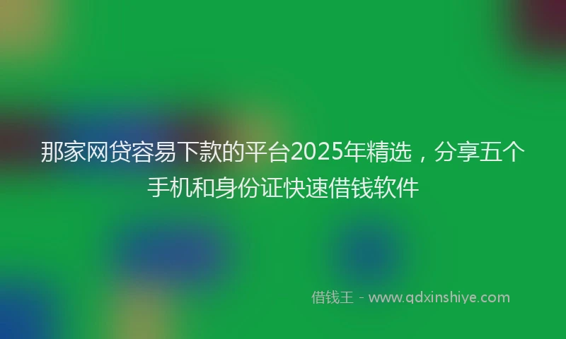 那家网贷容易下款的平台2025年精选，分享五个手机和身份证快速借钱软件