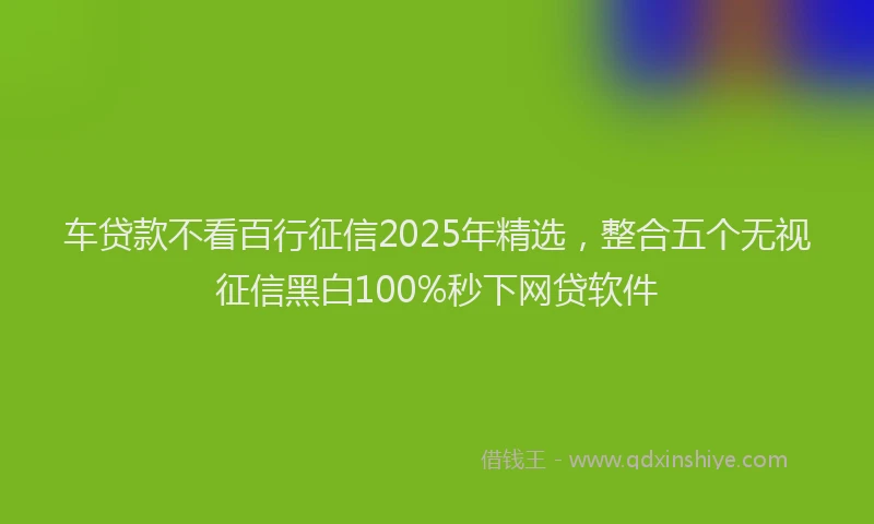 车贷款不看百行征信2025年精选，整合五个无视征信黑白100%秒下网贷软件