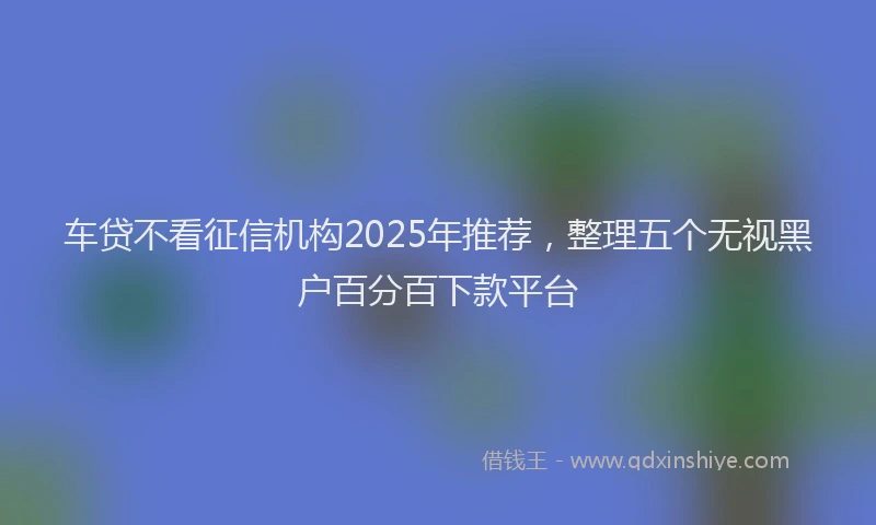 车贷不看征信机构2025年推荐，整理五个无视黑户百分百下款平台