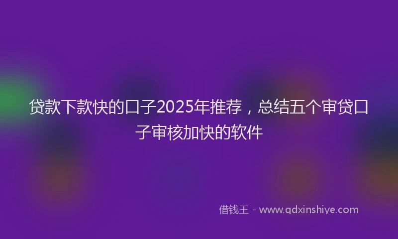 贷款下款快的口子2025年推荐，总结五个审贷口子审核加快的软件