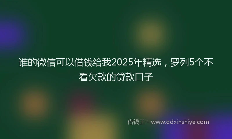 谁的微信可以借钱给我2025年精选，罗列5个不看欠款的贷款口子