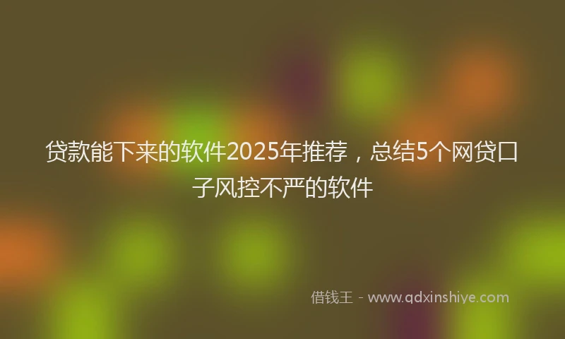 贷款能下来的软件2025年推荐，总结5个网贷口子风控不严的软件
