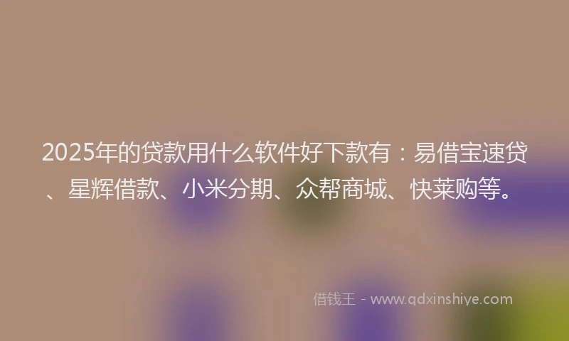 2025年的贷款用什么软件好下款有：易借宝速贷、星辉借款、小米分期、众帮商城、快莱购等。