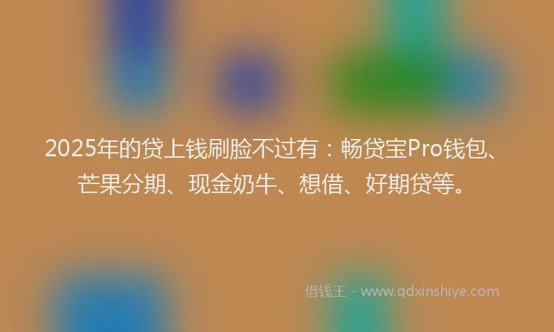2025年的贷上钱刷脸不过有：畅贷宝Pro钱包、芒果分期、现金奶牛、想借、好期贷等。