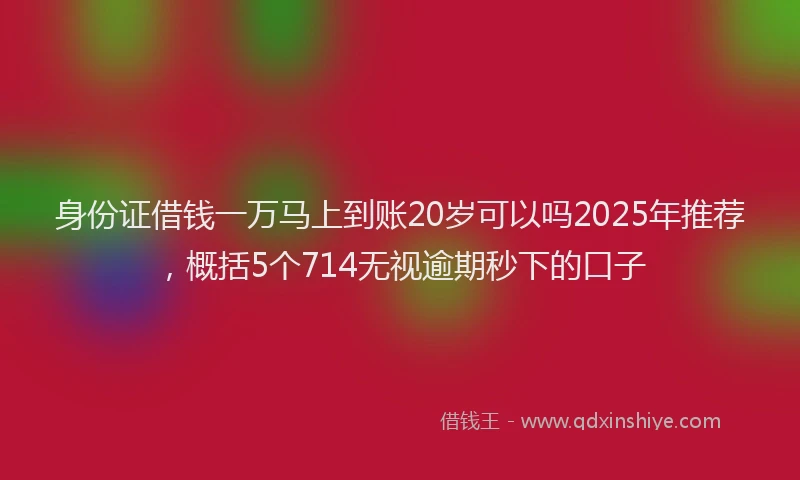 身份证借钱一万马上到账20岁可以吗2025年推荐，概括5个714无视逾期秒下的口子