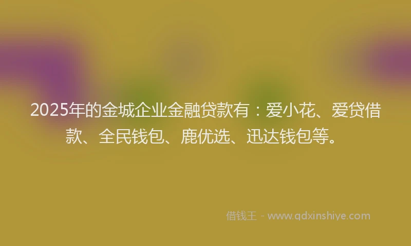 2025年的金城企业金融贷款有：爱小花、爱贷借款、全民钱包、鹿优选、迅达钱包等。