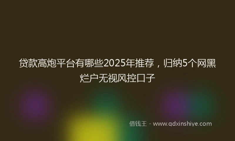 贷款高炮平台有哪些2025年推荐，归纳5个网黑烂户无视风控口子