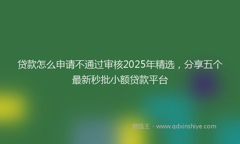 贷款怎么申请不通过审核2025年精选，分享五个最新秒批小额贷款平台