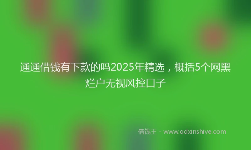 通通借钱有下款的吗2025年精选，概括5个网黑烂户无视风控口子